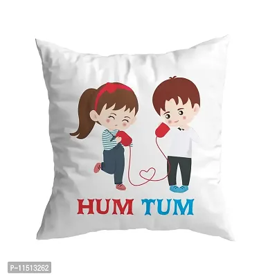 ASHVAH Hum Tum Cushion / Pillow Cover with Filler Gift for Husband, Wife, Boyfriend, Girlfriend, Fiance Valentine Day-thumb0