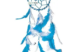 DREAM CATCHER Natural Feather Small Hanging for Cars/Rooms for Positive Energy and Protection (Sky Blue/White, 3 inch)-thumb2