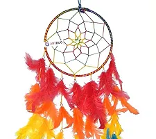 ARTBUG Natural Feathers Multi Color Dream Catcher Wall Hanging (6 Inch) for Positive Energy and Protection - for Home/Office/Shop/Rooms-thumb3