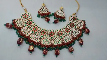 Shivi Kundan Minakari Design Choker Necklace Set-thumb2