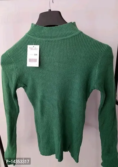 Elegant Green Wool Textured Top For Women