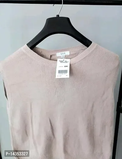 Elegant Beige Cotton Solid Top For Women