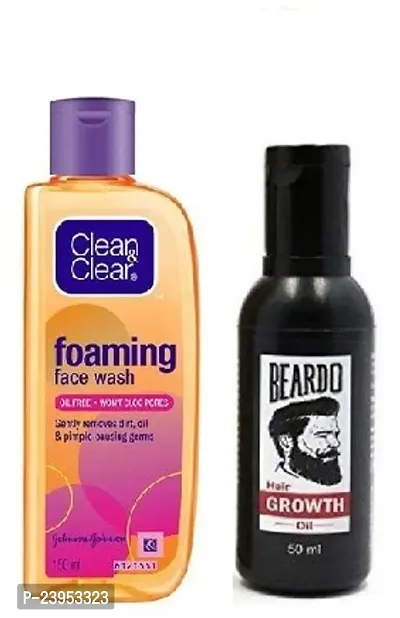 Clean  Clear Foaming Face Wash 150 ml And Beardo Hair Growth Oil 50ml-thumb0