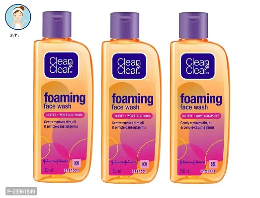 Clean  Clear Skin Type Foaming Face Wash 150 ml  Pack Of-3-thumb0