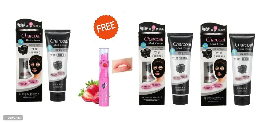 Charcoal Peel Off Mask 100 ml (Pack of-3) With Lipbam Frere