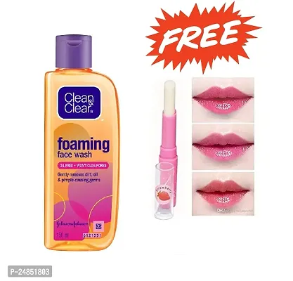 Clean  Clear Foaming Face Wash 150 ml (Pack Of-1) With Lipbam-thumb0