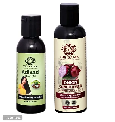 The Rama Adivasi Hair Oil  50 ml  Onion Hair Conditioner Non- Sticky Natural Actives  100 ml ( pack Of -2 )