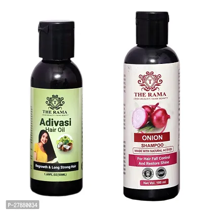 The Rama Adivasi Hair Oil 50 ml Onion Hair Shampoo 100 ml ( Pack Of -2 )-thumb0