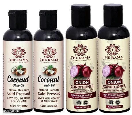 The Rama Coconut Hair Oil 100 ml  Onion Hair Conditioner 100 ml ( Pack Of  -4 )-thumb0