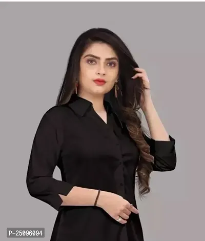 Trendy Black Cotton Blend Solid Shirt For Women-thumb0