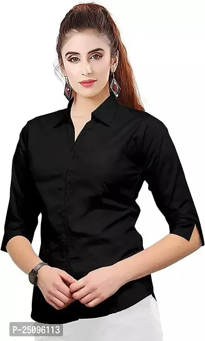 Trendy Black Rayon Solid Shirt For Women
