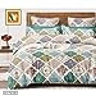 Comfortable Polycotton Printed Double 1 Bedsheet + 2 Pillowcovers-thumb0