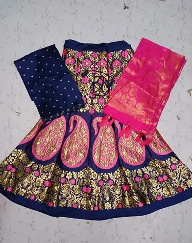 Stylish Art Silk Woven Design Lehenga Choli Set For Women