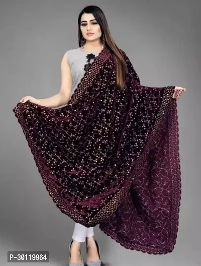 Elite Purple velvet Printed Dupattas For Women