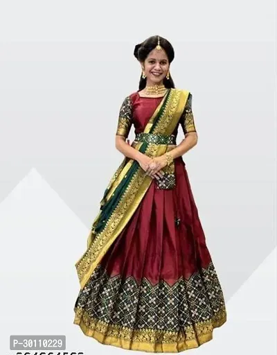 Stylish Green Art Silk Woven Design Lehenga Choli Set For Women-thumb0