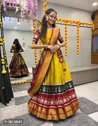 Stylish Yellow Art Silk Woven Design Lehenga Choli Set For Women-thumb0