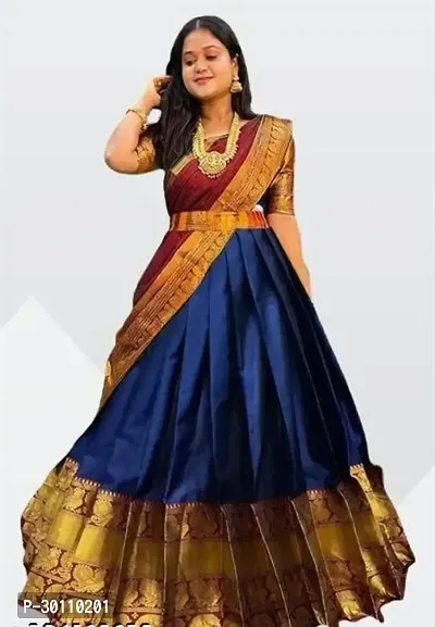 Stylish Multicoloured Art Silk Woven Design Lehenga Choli Set For Women