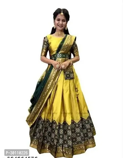 Stylish Multicoloured Art Silk Woven Design Lehenga Choli Set For Women-thumb0