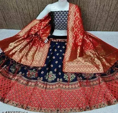 Art Silk Woven Semi Stitched Lehenga Choli Set