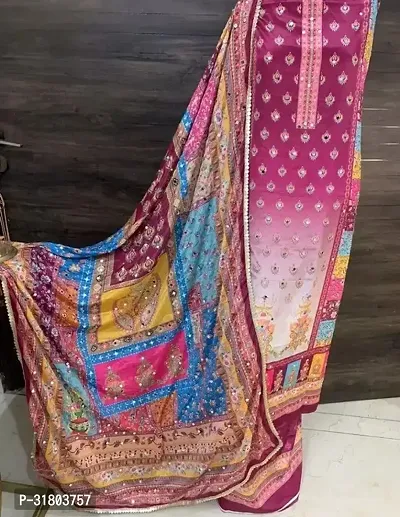 Stylish Silk Printed Dress Material with Dupatta for Women-thumb0