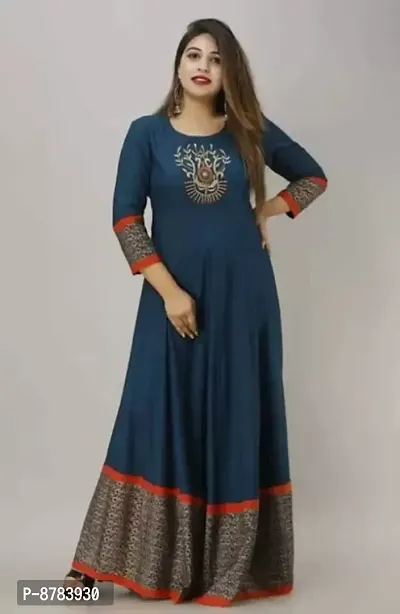 Classic Rayon Embroidered Gowns for Women