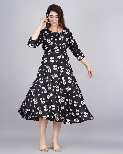 Floral Flared Maxi Dress For Women