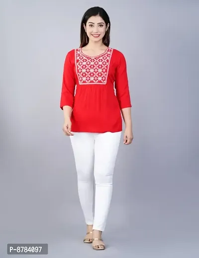 Classic Rayon Embroidered Tops for Women