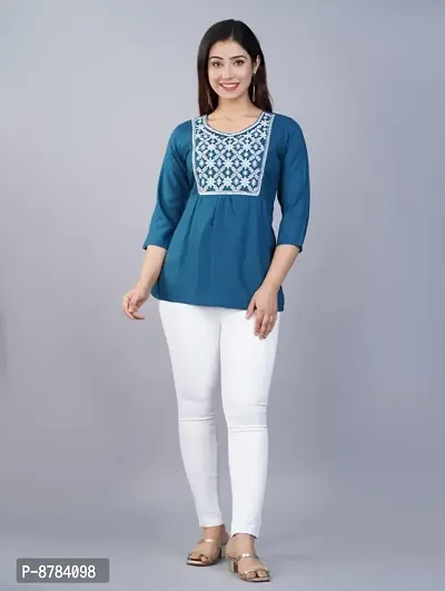 Classic Rayon Embroidered Tops for Women