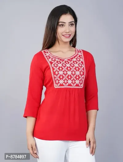 Classic Rayon Embroidered Tops for Women-thumb4