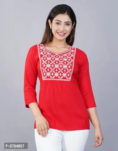 Classic Rayon Embroidered Tops for Women-thumb5