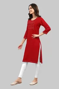 Red Mirror Straight Kurti-thumb3