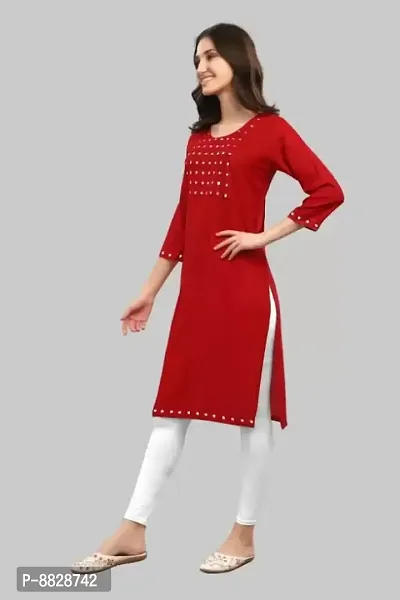 Red Mirror Straight Kurti-thumb4