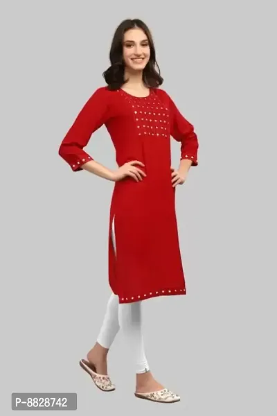 Red Mirror Straight Kurti-thumb2