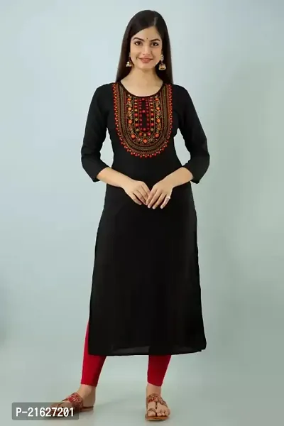 Beautiful Rayon Stitched Embroidered Kurta for Women-thumb0