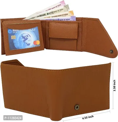 Men Casual, TAN Artificial Leather Wallet - Regular Size  (7 Card Slots)-thumb3