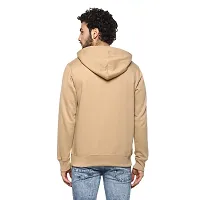 Stylish Cotton Beige Solid Long Sleeves Hooded Sweatshirt For Men-thumb1