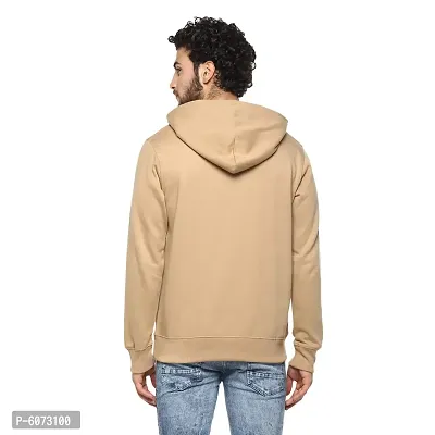 Stylish Cotton Beige Solid Long Sleeves Hooded Sweatshirt For Men-thumb2
