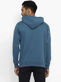 Stylish Cotton Blue Solid Long Sleeves Hooded Sweatshirt For Men-thumb1