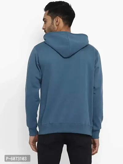 Stylish Cotton Blue Solid Long Sleeves Hooded Sweatshirt For Men-thumb2