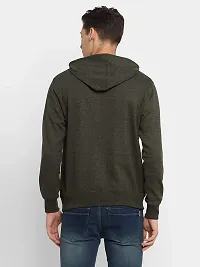 Stylish Cotton Dark Grey Solid Long Sleeves Hooded Sweatshirt For Men-thumb1