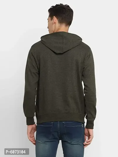Stylish Cotton Dark Grey Solid Long Sleeves Hooded Sweatshirt For Men-thumb2