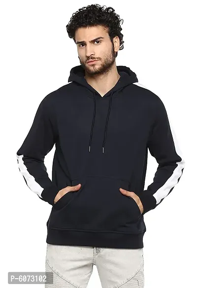 Stylish Cotton Black Solid Long Sleeves Hooded Sweatshirt For Men
