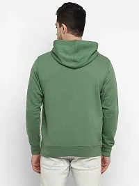 Stylish Cotton Green Solid Long Sleeves Hooded Sweatshirt For Men-thumb1