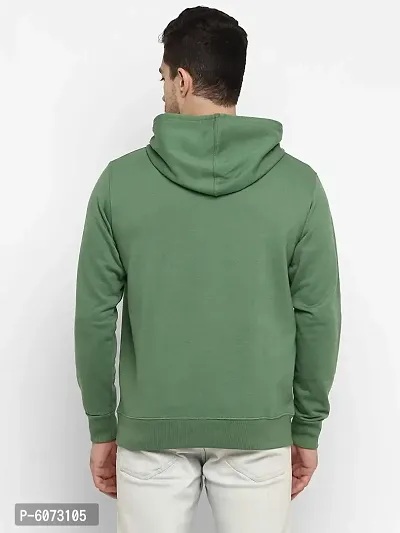 Stylish Cotton Green Solid Long Sleeves Hooded Sweatshirt For Men-thumb2