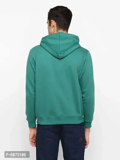 Stylish Cotton Green Solid Long Sleeves Hooded Sweatshirt For Men-thumb2