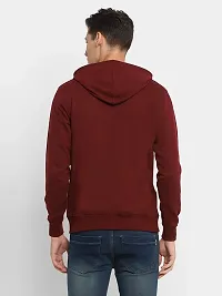 Stylish Cotton Maroon Solid Long Sleeves Hooded Sweatshirt For Men-thumb1