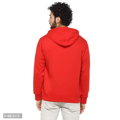Stylish Cotton Red Solid Long Sleeves Hooded Sweatshirt For Men-thumb2
