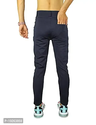 SK Clasy Men's Casual Lycra Pants Stretchable Less Weight Lycra Pants for Men Blue-thumb3