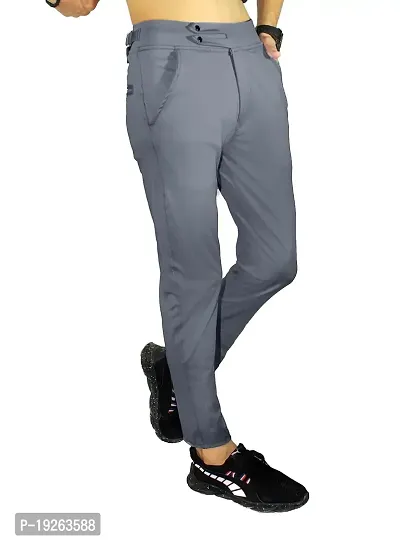 Classy Grey Polyester Blend Solid Formal Trousers For Men-thumb2