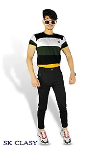 SK Clasy Men's Casual Lycra Pants Stretchable Less Weight Lycra Pants for Men Black-thumb4